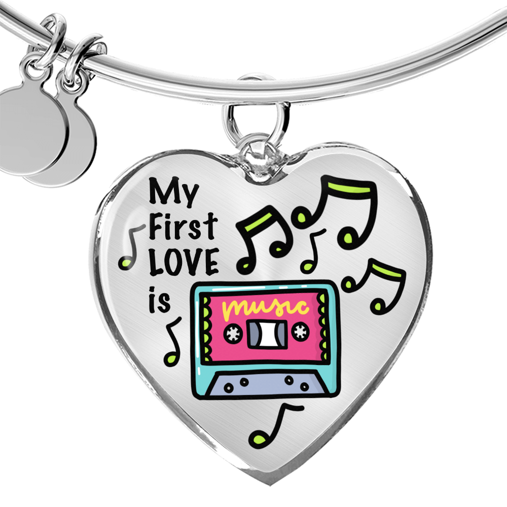 My First Love is Music - Heart Bangle Bracelet